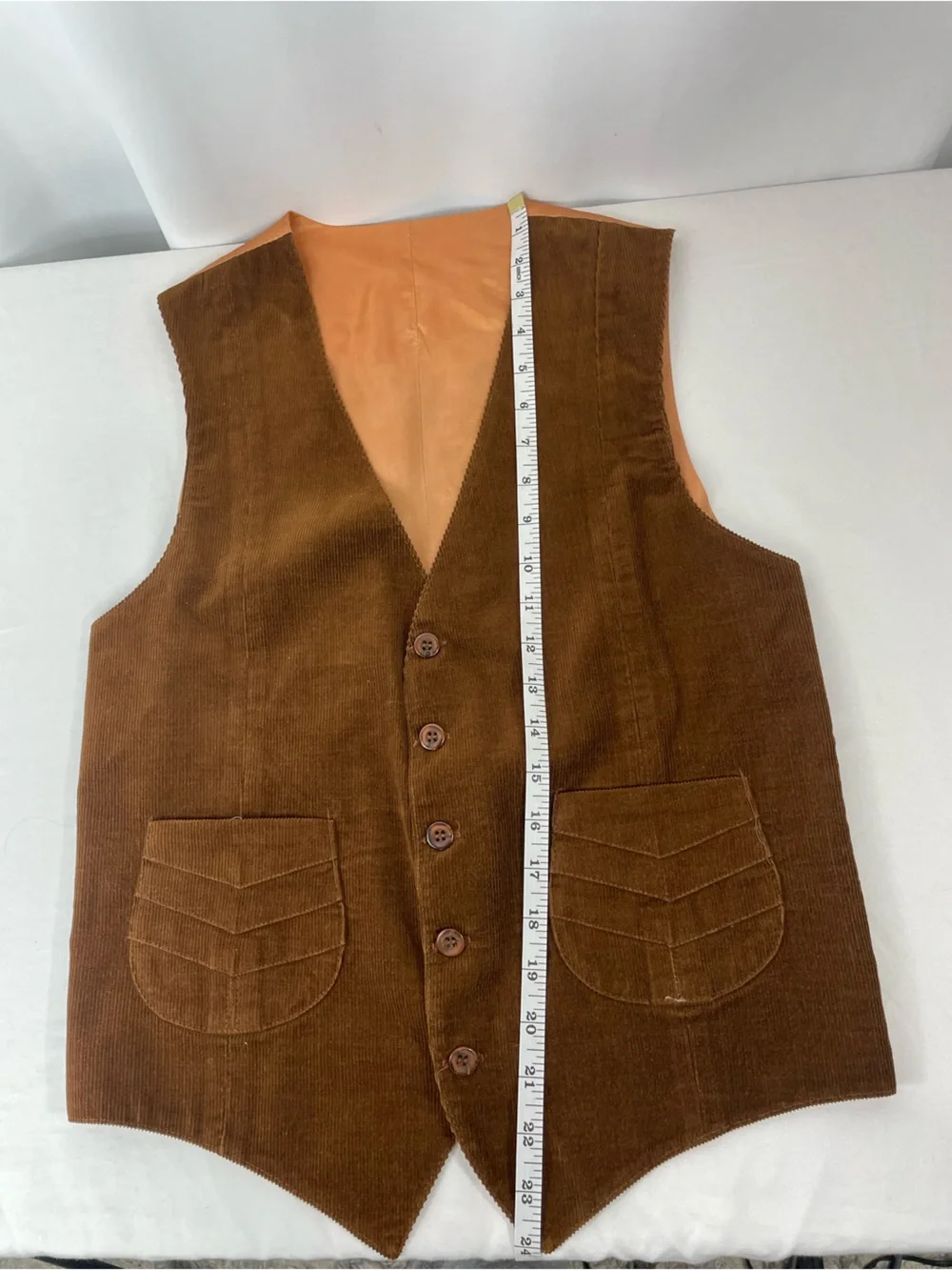 Vintage 70s Brown Corduroy 3 Piece Suit Set Bell Bottom Western Disco 40R 33